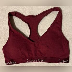 NWOT Calvin Klein Deep Burgundy Cotton Plunge Bralette with Pads - S